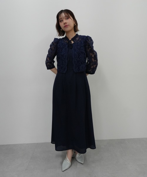 Jolie et Jolie（ジョリーエジョリー）の「レースボレロドッキング前開きワンピースドレス（ドレス・レディース・ベージュ/ブラック系/ネイビー・L/M/5L/4L/3L/LL）」の10枚目の写真
