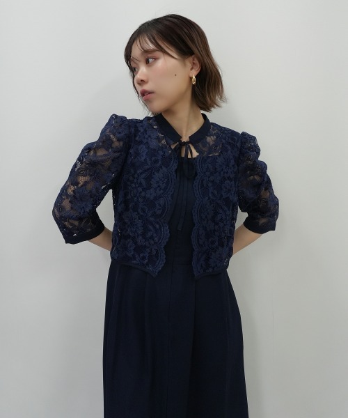 Jolie et Jolie（ジョリーエジョリー）の「レースボレロドッキング前開きワンピースドレス（ドレス・レディース・ベージュ/ブラック系/ネイビー・L/M/5L/4L/3L/LL）」の13枚目の写真
