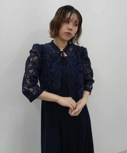 Jolie et Jolie（ジョリーエジョリー）の「レースボレロドッキング前開きワンピースドレス（ドレス・レディース・ベージュ/ブラック系/ネイビー・L/M/5L/4L/3L/LL）」の14枚目の写真