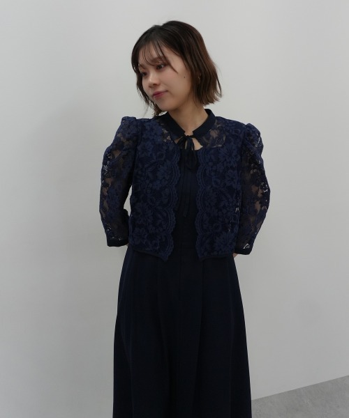 Jolie et Jolie（ジョリーエジョリー）の「レースボレロドッキング前開きワンピースドレス（ドレス・レディース・ベージュ/ブラック系/ネイビー・L/M/5L/4L/3L/LL）」の15枚目の写真