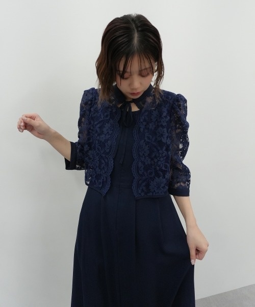 Jolie et Jolie（ジョリーエジョリー）の「レースボレロドッキング前開きワンピースドレス（ドレス・レディース・ベージュ/ブラック系/ネイビー・L/M/5L/4L/3L/LL）」の20枚目の写真