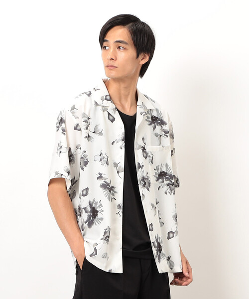 COMME CA ISM（コムサイズム）の「フラワープリント オープンカラー 半袖シャツ（シャツ/ブラウス・メンズ・ブラック/ホワイト・MEDIUM/LARGE）」の7枚目の写真