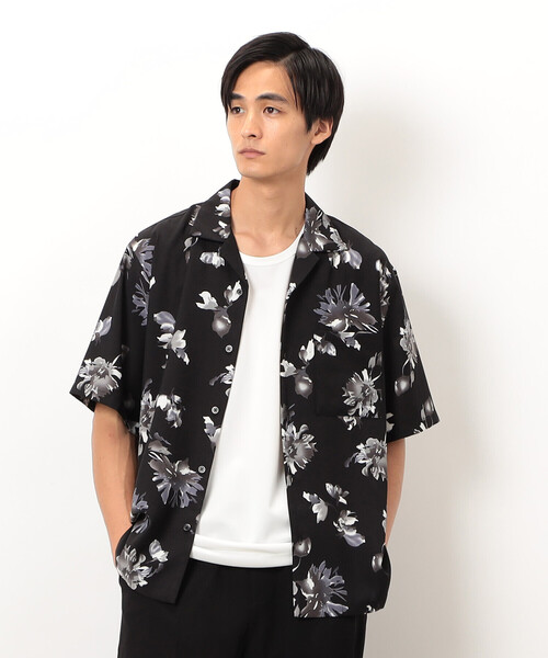 COMME CA ISM（コムサイズム）の「フラワープリント オープンカラー 半袖シャツ（シャツ/ブラウス・メンズ・ブラック/ホワイト・MEDIUM/LARGE）」の12枚目の写真