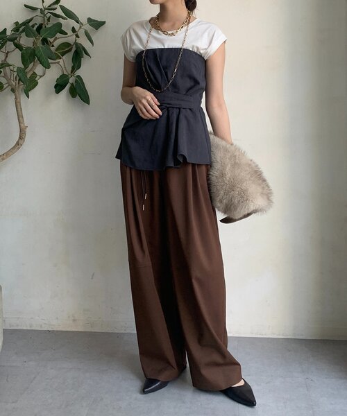 DouDou(ドゥドゥ)の「ダブルタックパンツ(その他パンツ・レディース・ベージュ/ブラウン・36/38)」の4枚目の写真