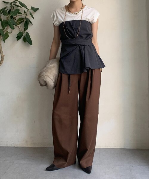 DouDou(ドゥドゥ)の「ダブルタックパンツ(その他パンツ・レディース・ベージュ/ブラウン・36/38)」の5枚目の写真