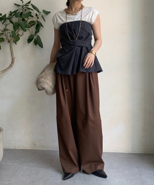 DouDou(ドゥドゥ)の「ダブルタックパンツ(その他パンツ・レディース・ベージュ/ブラウン・36/38)」の6枚目の写真