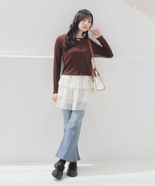 Honeys（ハニーズ）の「デニムフレアパンツ（デニムパンツ・レディース・グレー/ブルー系その他/インディゴブルー・S/SS/M/LL/L）」の9枚目の写真