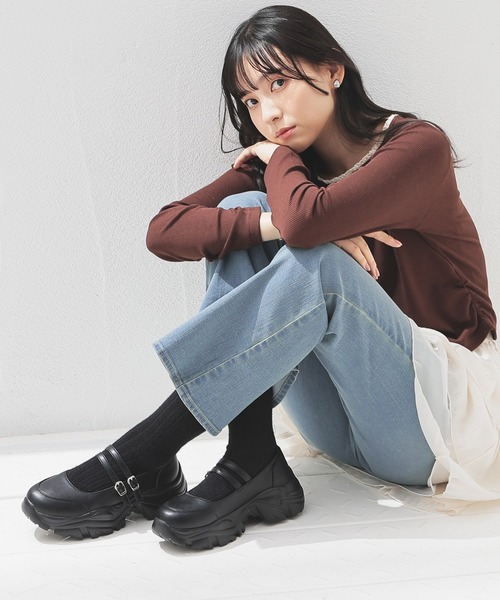 Honeys（ハニーズ）の「デニムフレアパンツ（デニムパンツ・レディース・グレー/ブルー系その他/インディゴブルー・S/SS/M/LL/L）」の11枚目の写真