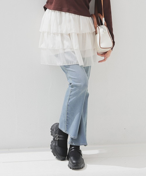 Honeys（ハニーズ）の「デニムフレアパンツ（デニムパンツ・レディース・グレー/ブルー系その他/インディゴブルー・S/SS/M/LL/L）」の22枚目の写真