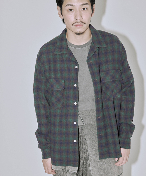 JOURNAL STANDARD J.S HOMESTEAD（ジャーナルスタンダードホームステッド）の「Stead / ライト ウール オンブレー チェック シャツ（シャツ/ブラウス・メンズ・ブラック/ブラウン/ボルドー・MEDIUM/LARGE）」の7枚目の写真