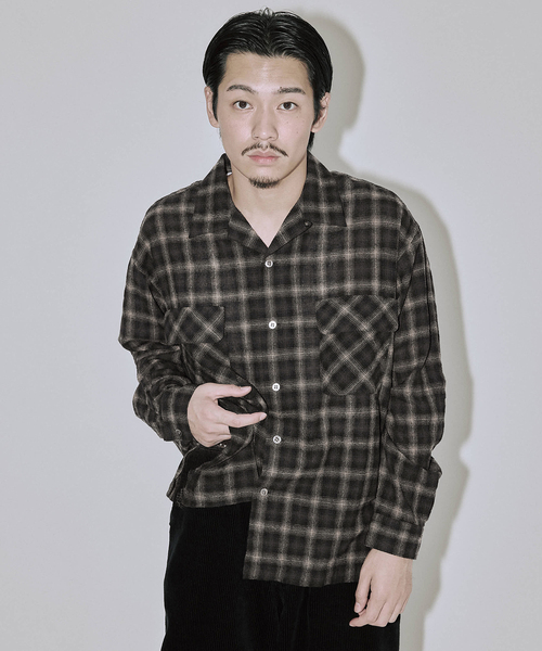 JOURNAL STANDARD J.S HOMESTEAD（ジャーナルスタンダードホームステッド）の「Stead / ライト ウール オンブレー チェック シャツ（シャツ/ブラウス・メンズ・ブラック/ブラウン/ボルドー・MEDIUM/LARGE）」の11枚目の写真