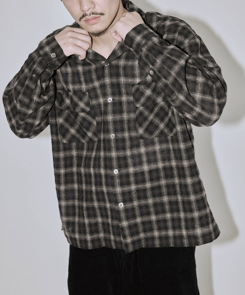 JOURNAL STANDARD J.S HOMESTEAD（ジャーナルスタンダードホームステッド）の「Stead / ライト ウール オンブレー チェック シャツ（シャツ/ブラウス・メンズ・ブラック/ブラウン/ボルドー・MEDIUM/LARGE）」の12枚目の写真