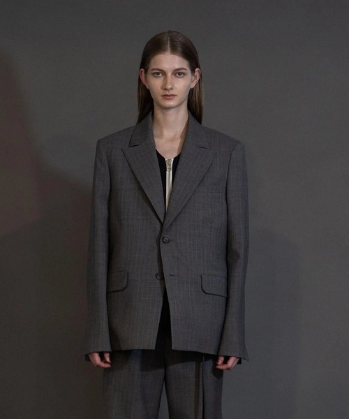 my beautiful landlet(マイビューティフルランドレット)の「【my beautiful landlet】 STRIPE WOOL TAILORED JACKET(テーラードジャケット・メンズ・ネイビー/グレー/ブラック・1/0)」の4枚目の写真