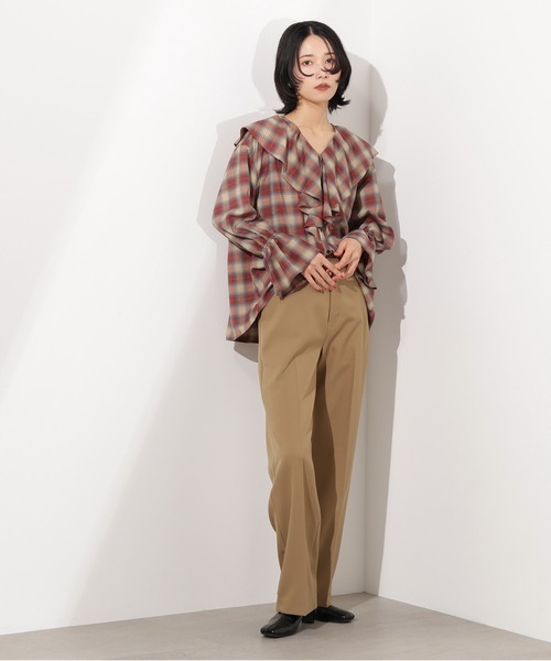 N.(N. Natural Beauty Basic)(エヌエヌナチュラルビューティーベーシック)の「チェックラッフルブラウス(シャツ/ブラウス・レディース・ベージュ系その他/ブラック系その他・MEDIUM)」の18枚目の写真