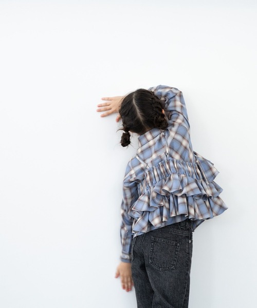 LOWRYS FARM（ローリーズファーム）の「オンブレチェックＢＩＧシャツ　 571066（シャツ/ブラウス・キッズ・ブルー/ブラウン/ブラック・150cm/140cm/130cm/120cm/110cm）」の9枚目の写真