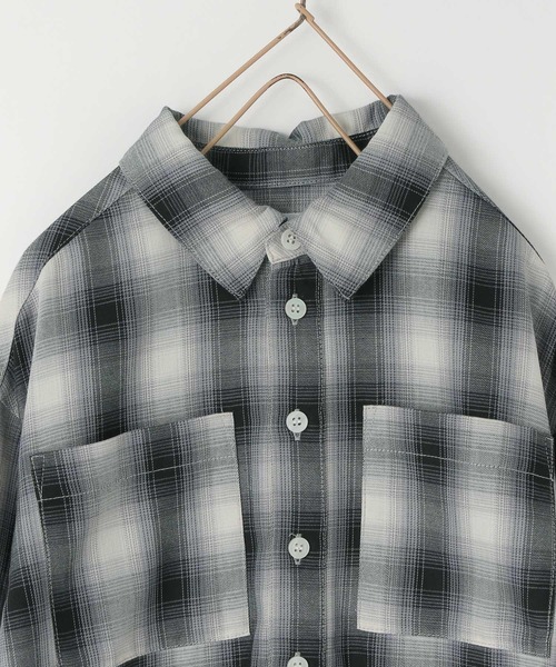 LOWRYS FARM（ローリーズファーム）の「オンブレチェックＢＩＧシャツ　 571066（シャツ/ブラウス・キッズ・ブルー/ブラウン/ブラック・150cm/140cm/130cm/120cm/110cm）」の13枚目の写真