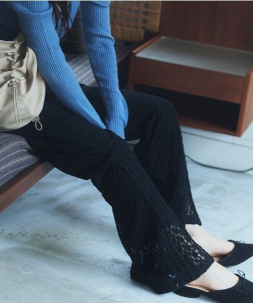 bita.（ビタ）の「シャーリングレースフレアパンツ（その他パンツ・レディース・ブラック/ブラウン・FREE）」の5枚目の写真