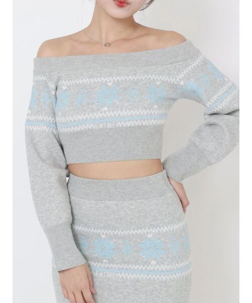 EATME（イートミー）の「ノルディックニットオフショルTOP（ニット/セーター・レディース・グレー/アイボリー/ブラック・FREE）」の3枚目の写真