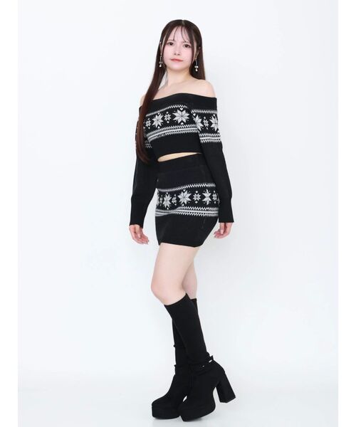 EATME（イートミー）の「ノルディックニットオフショルTOP（ニット/セーター・レディース・グレー/アイボリー/ブラック・FREE）」の8枚目の写真