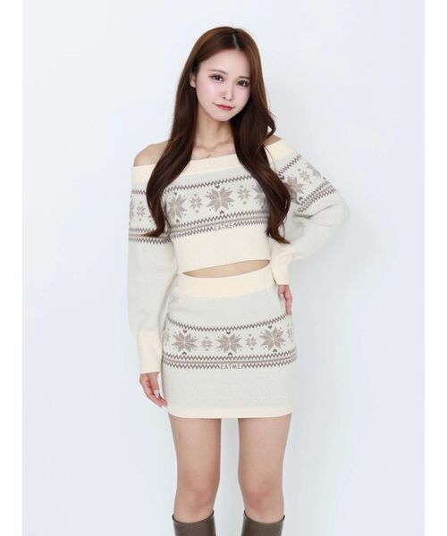 EATME（イートミー）の「ノルディックニットオフショルTOP（ニット/セーター・レディース・グレー/アイボリー/ブラック・FREE）」の9枚目の写真