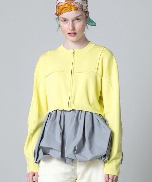 AULA AILA(アウラアイラ)の「2WAYバルーンニット(カーディガン/ボレロ・レディース・ライトイエロー/ブルー/ブラック・0)」の1枚目の写真