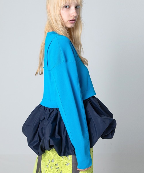 AULA AILA(アウラアイラ)の「2WAYバルーンニット(カーディガン/ボレロ・レディース・ライトイエロー/ブルー/ブラック・0)」の5枚目の写真