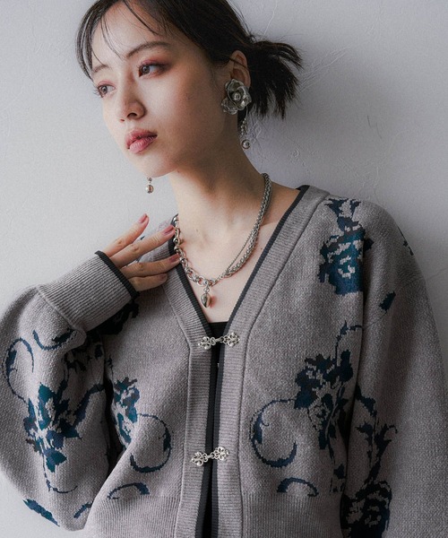 モールガラショートVネックカーディガン(HARE)