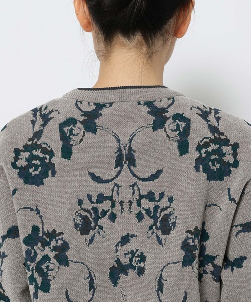 HARE（ハレ）の「モールガラショートVネックカーディガン(HARE)（カーディガン/ボレロ・レディース・ブラック/グレー・FREE）」の5枚目の写真