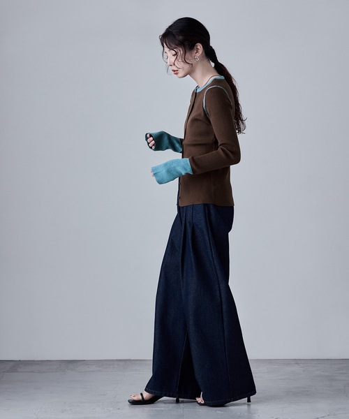 etoll.(エトル)の「アルパカタッチバイカラーニットカーディガン(カーディガン/ボレロ・レディース・アイボリー/チャコール/ブラウン/グレー・FREE)」の5枚目の写真