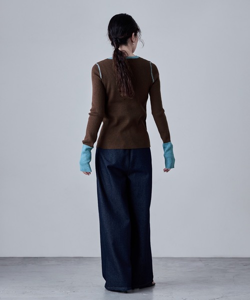 etoll.(エトル)の「アルパカタッチバイカラーニットカーディガン(カーディガン/ボレロ・レディース・アイボリー/チャコール/ブラウン/グレー・FREE)」の6枚目の写真