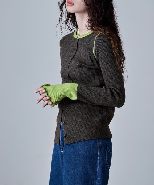 etoll.(エトル)の「アルパカタッチバイカラーニットカーディガン(カーディガン/ボレロ・レディース・アイボリー/チャコール/ブラウン/グレー・FREE)」の13枚目の写真