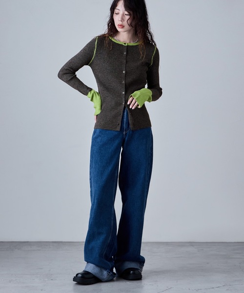 etoll.(エトル)の「アルパカタッチバイカラーニットカーディガン(カーディガン/ボレロ・レディース・アイボリー/チャコール/ブラウン/グレー・FREE)」の11枚目の写真