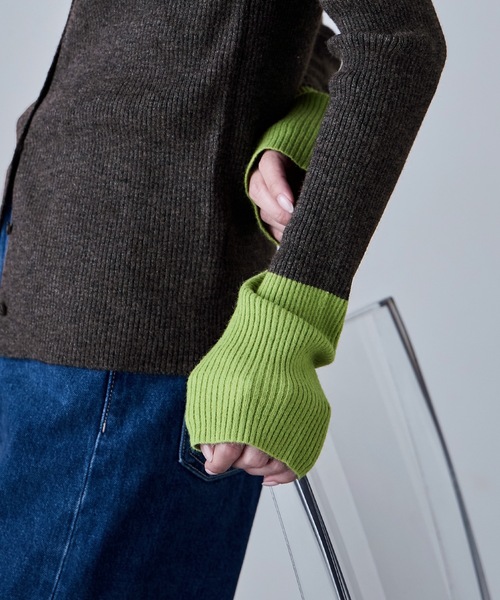 etoll.(エトル)の「アルパカタッチバイカラーニットカーディガン(カーディガン/ボレロ・レディース・アイボリー/チャコール/ブラウン/グレー・FREE)」の10枚目の写真