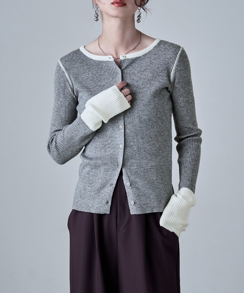 etoll.(エトル)の「アルパカタッチバイカラーニットカーディガン(カーディガン/ボレロ・レディース・アイボリー/チャコール/ブラウン/グレー・FREE)」の17枚目の写真