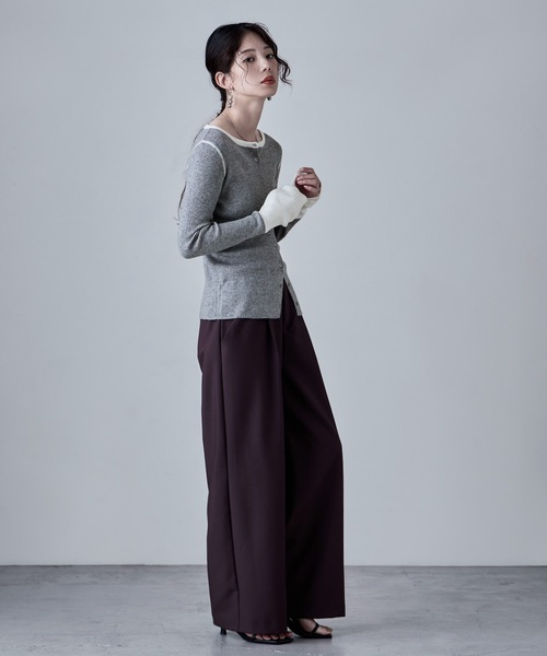 etoll.(エトル)の「アルパカタッチバイカラーニットカーディガン(カーディガン/ボレロ・レディース・アイボリー/チャコール/ブラウン/グレー・FREE)」の21枚目の写真