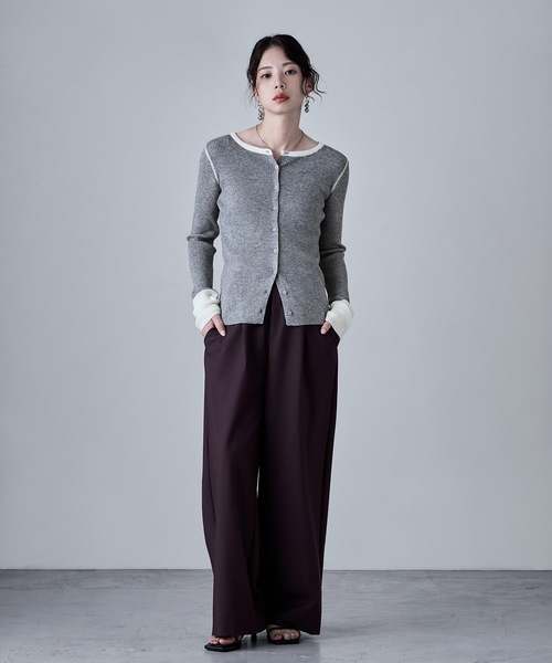 etoll.(エトル)の「アルパカタッチバイカラーニットカーディガン(カーディガン/ボレロ・レディース・アイボリー/チャコール/ブラウン/グレー・FREE)」の19枚目の写真