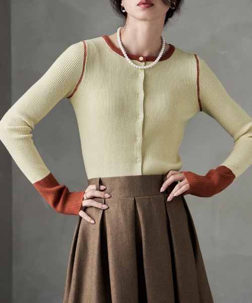 etoll.(エトル)の「アルパカタッチバイカラーニットカーディガン(カーディガン/ボレロ・レディース・アイボリー/チャコール/ブラウン/グレー・FREE)」の18枚目の写真