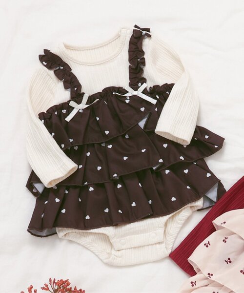 セール】【リンク】さくらんぼ・ハートティアードカバーオール