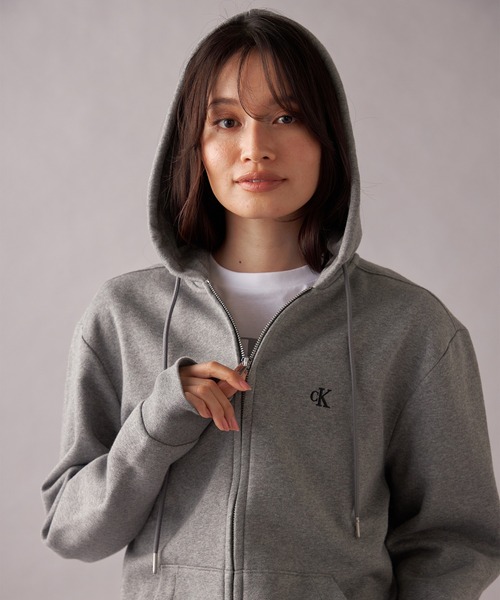 カルバンクライン　ジップアップフーディー　パーカー　グレー Calvin Klein｜カルバンクラインのパーカー（グレー/灰色系）通販