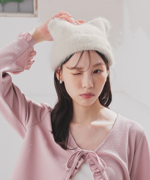 Honeys(ハニーズ)の「アニマルニット帽(ニットキャップ/ビーニー・レディース・ブラック系その他3/ブラウン系その他/ピンク系その他/グレー系その他/ブラック系その他2/ベージュ系その他/ホワイト系その他・FREE)」の11枚目の写真