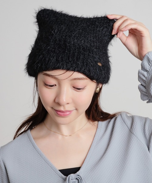 Honeys(ハニーズ)の「アニマルニット帽(ニットキャップ/ビーニー・レディース・ブラック系その他3/ブラウン系その他/ピンク系その他/グレー系その他/ブラック系その他2/ベージュ系その他/ホワイト系その他・FREE)」の12枚目の写真