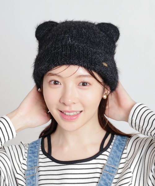 Honeys(ハニーズ)の「アニマルニット帽(ニットキャップ/ビーニー・レディース・ブラック系その他3/ブラウン系その他/ピンク系その他/グレー系その他/ブラック系その他2/ベージュ系その他/ホワイト系その他・FREE)」の14枚目の写真