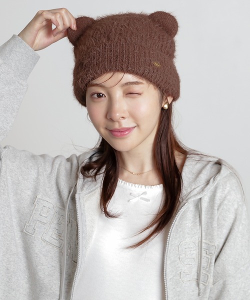 Honeys(ハニーズ)の「アニマルニット帽(ニットキャップ/ビーニー・レディース・ブラック系その他3/ブラウン系その他/ピンク系その他/グレー系その他/ブラック系その他2/ベージュ系その他/ホワイト系その他・FREE)」の21枚目の写真