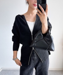 【ZOZO限定】前後2WAYオフショルWZIPニットカーデ