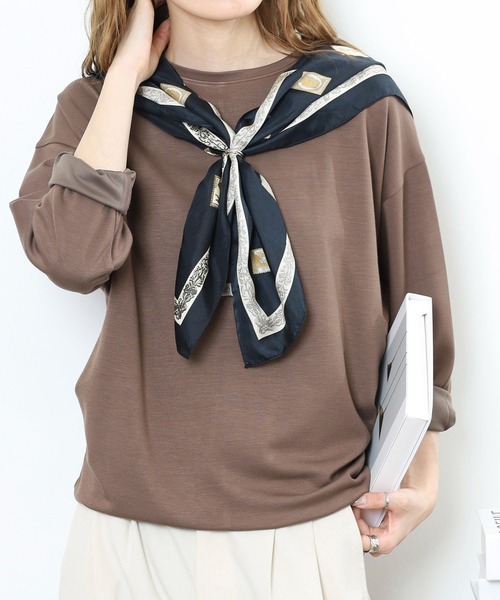 BRODIAEA(ブローディア)の「BRODIAEA 変形タック無地とろみカットソー(Tシャツ/カットソー・レディース・杢グレー/ブルー/ローズ/モカ/ブラック・40)」の1枚目の写真