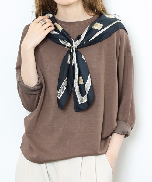 BRODIAEA(ブローディア)の「BRODIAEA 変形タック無地とろみカットソー(Tシャツ/カットソー・レディース・杢グレー/ブルー/ローズ/モカ/ブラック・40)」の6枚目の写真