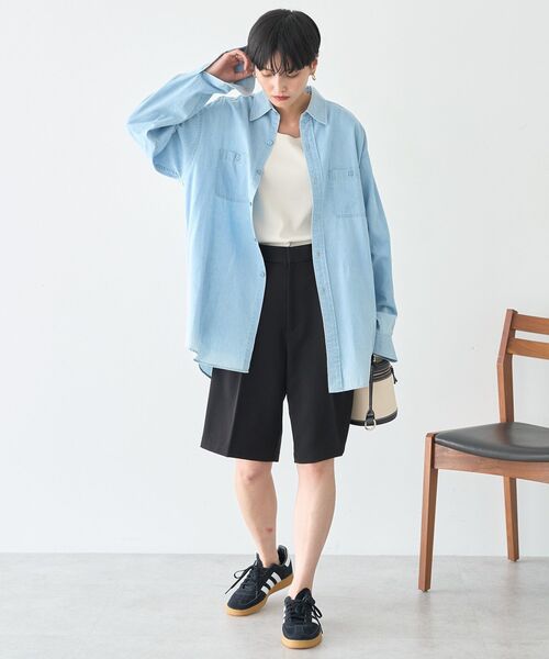 AMERICAN HOLIC(アメリカンホリック)の「イージーケアタックハーフパンツ(その他パンツ・レディース・ブルー系その他4/杢グレー/ブラック・M/L)」の22枚目の写真