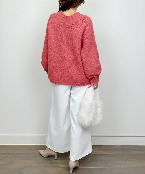 Lo-Fi（ローファイ）の「バルキーヤーンルーズニット（ニット/セーター・レディース・オフホワイト/ピンク/ブルー・M）」の4枚目の写真