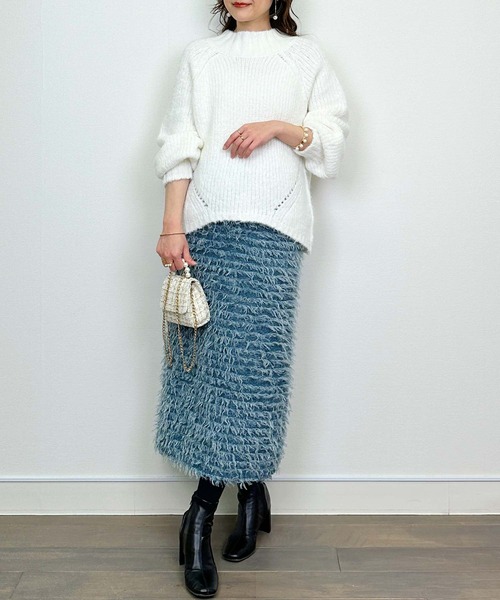 Lo-Fi（ローファイ）の「バルキーヤーンルーズニット（ニット/セーター・レディース・オフホワイト/ピンク/ブルー・M）」の16枚目の写真