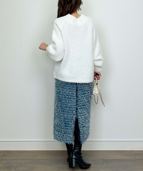 Lo-Fi（ローファイ）の「バルキーヤーンルーズニット（ニット/セーター・レディース・オフホワイト/ピンク/ブルー・M）」の18枚目の写真